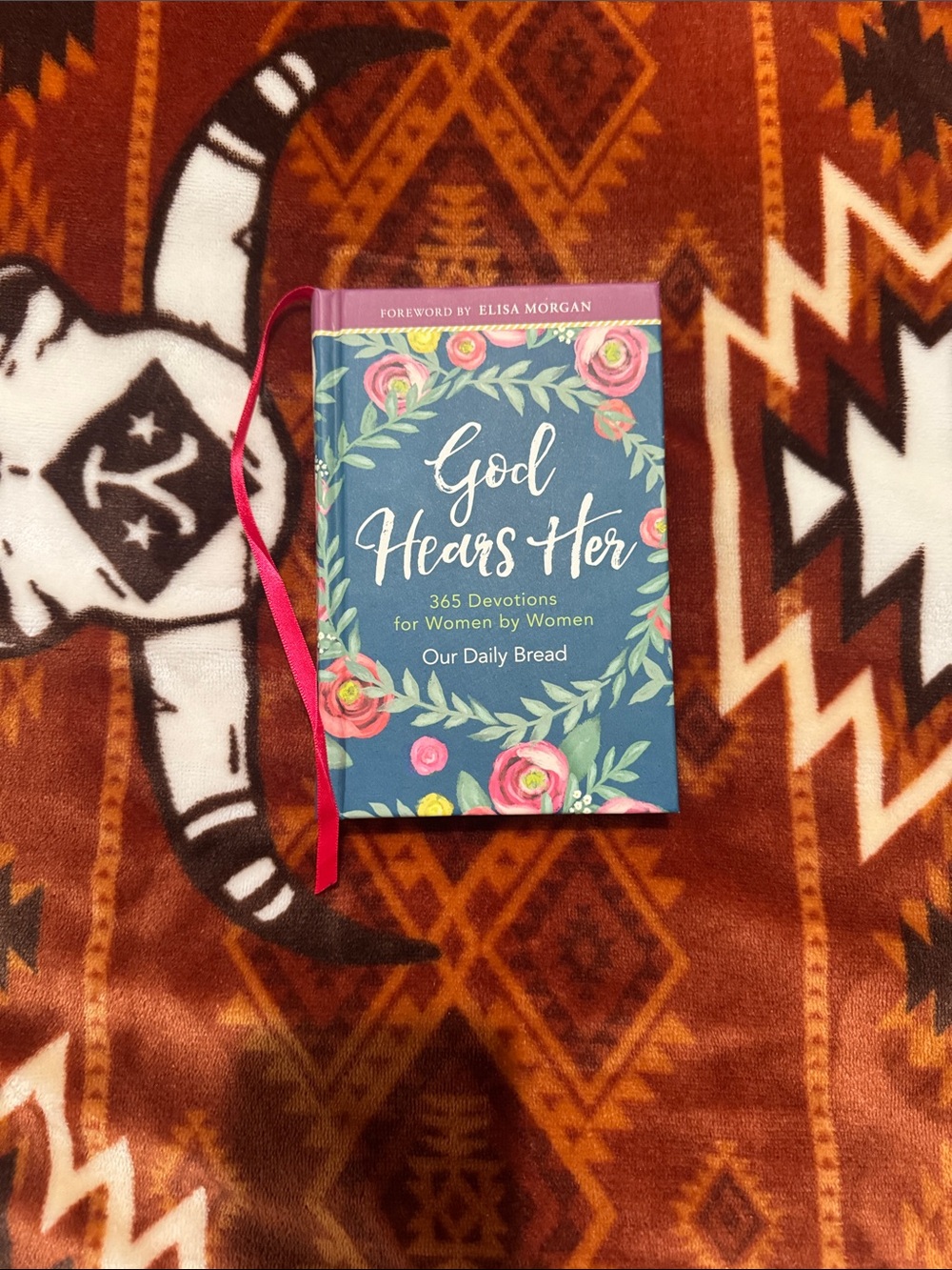 God Hears Her Hardcover Devotional Book by - Blue with Pink Accents